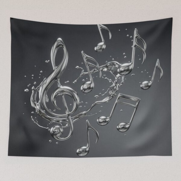 Item preview, Silver Liquid Metallic Musical Notes Splashing designed and sold by Pioneer Spirit Market.