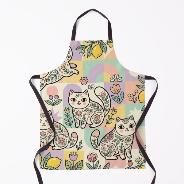 Item preview, Cute Folk Art Cats in Lemon Garden designed and sold by Iampoji.