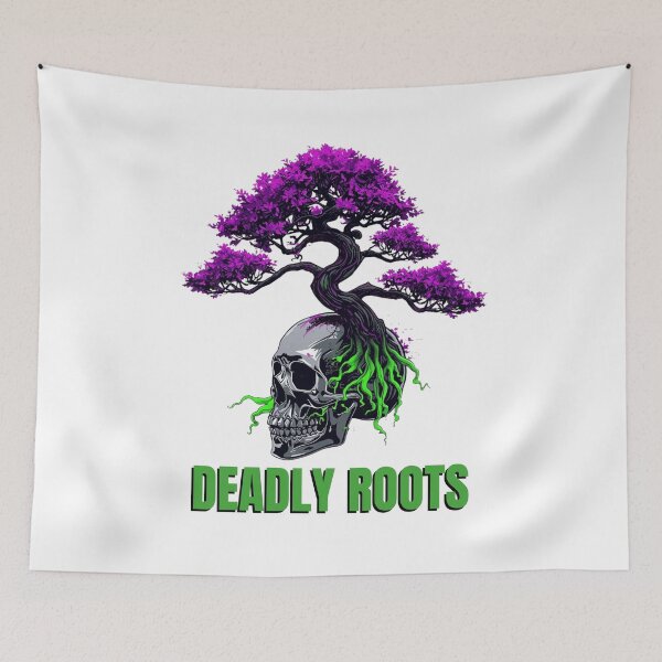 Item preview, Cyberpunk Bonsai Skull Deadly Roots Neon Streetwear designed and sold by BrokenVibe.