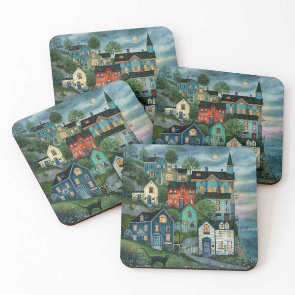Item preview, Charming Hillside Village at Night designed and sold by Blue Horse Photo Magic.