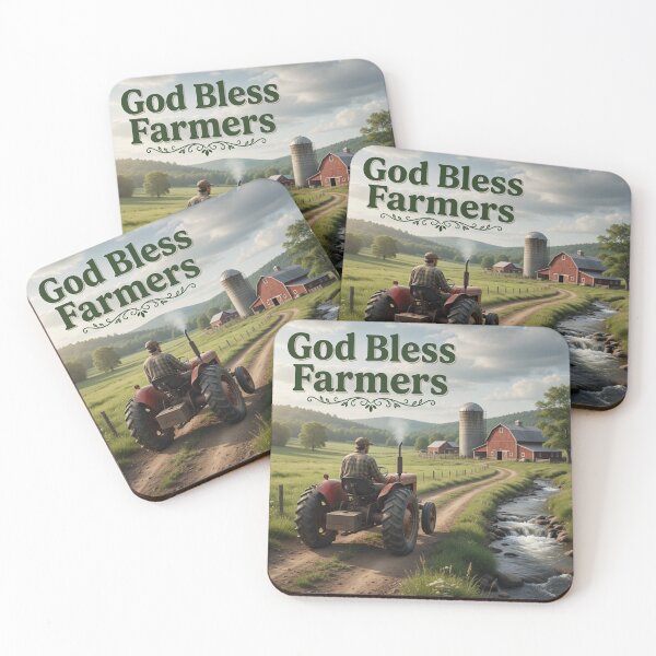 Item preview, God Bless Farmers Red Tractor Farm Scene designed and sold by Pioneer Spirit Market.
