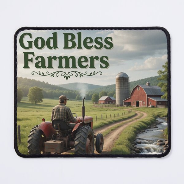 Item preview, God Bless Farmers Red Tractor Farm Scene designed and sold by Pioneer Spirit Market.