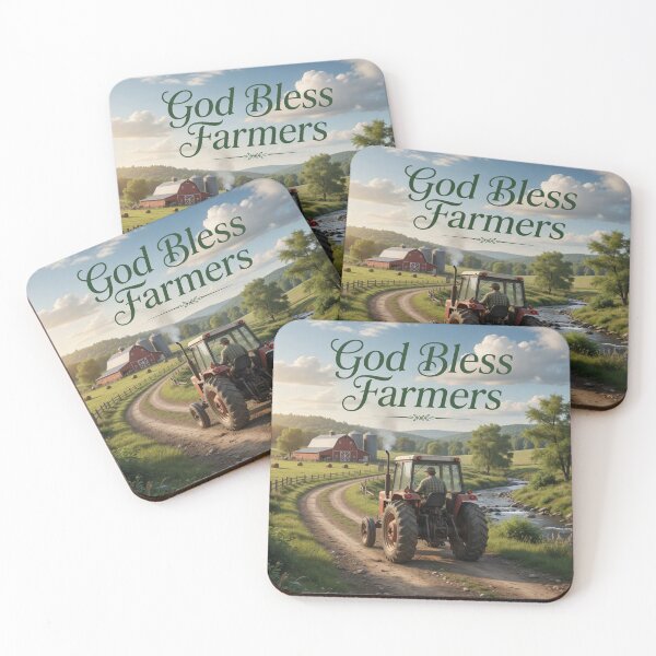 Item preview, God Bless Farmers Red Tractor Farm Landscape designed and sold by Pioneer Spirit Market.