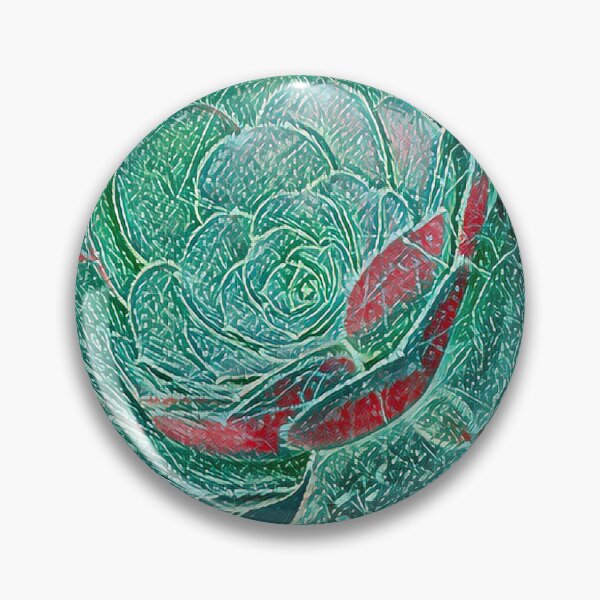 Item preview, Graphic Textured Teal and Red Succulent Digital Painting designed and sold by BalkanBloom.