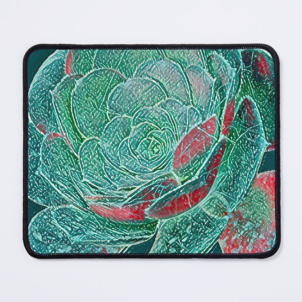 Item preview, Graphic Textured Teal and Red Succulent Digital Painting designed and sold by BalkanBloom.