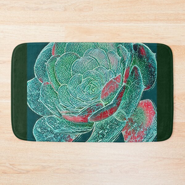 Item preview, Graphic Textured Teal and Red Succulent Digital Painting designed and sold by BalkanBloom.