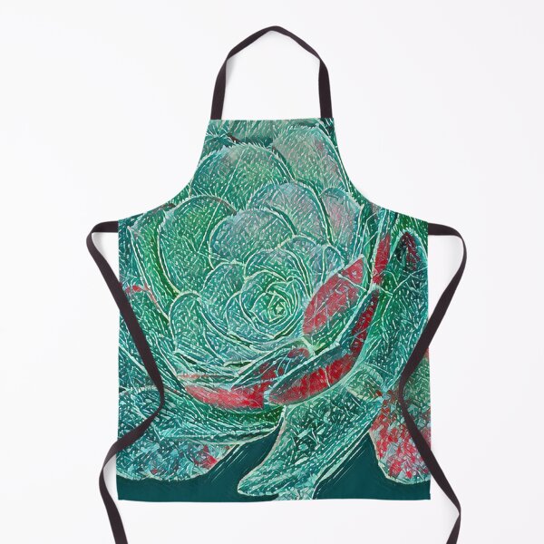Item preview, Graphic Textured Teal and Red Succulent Digital Painting designed and sold by BalkanBloom.