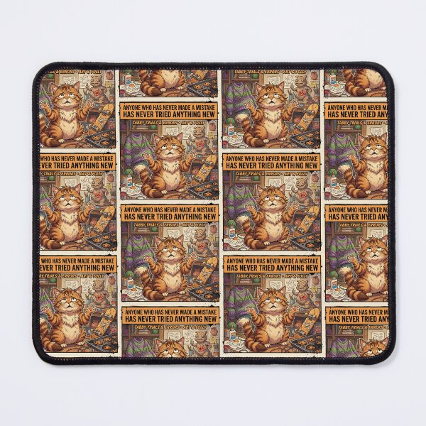 Item preview, Funny Einstein Inspired Cat Quote Pop Art Design – Anyone Who Has Never Made a Mistake Has Never Tried Anything New – Fluffy Tabby Cat Poster Art designed and sold by Donsean22.