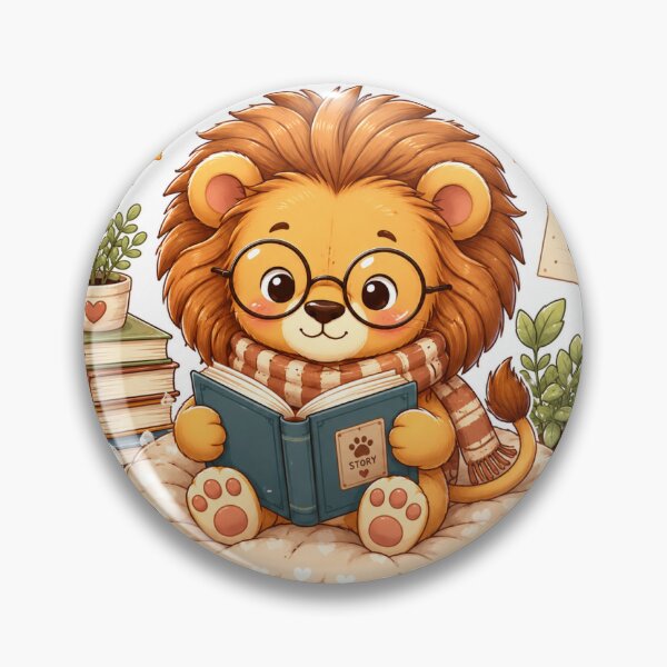 Item preview, Book Time Cute Lion Sticker designed and sold by happyhub786.