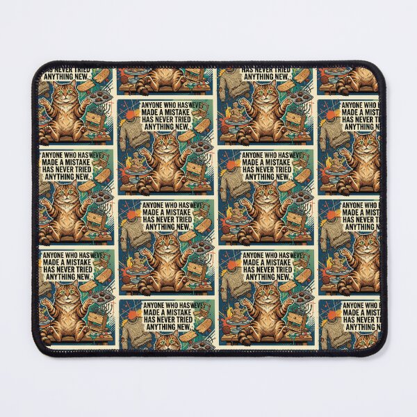 Item preview, Funny Einstein Inspired Cat Quote Cool Design – Anyone Who Has Never Made a Mistake Has Never Tried Anything New – Fluffy Tabby Cat Poster Art designed and sold by Donsean22.