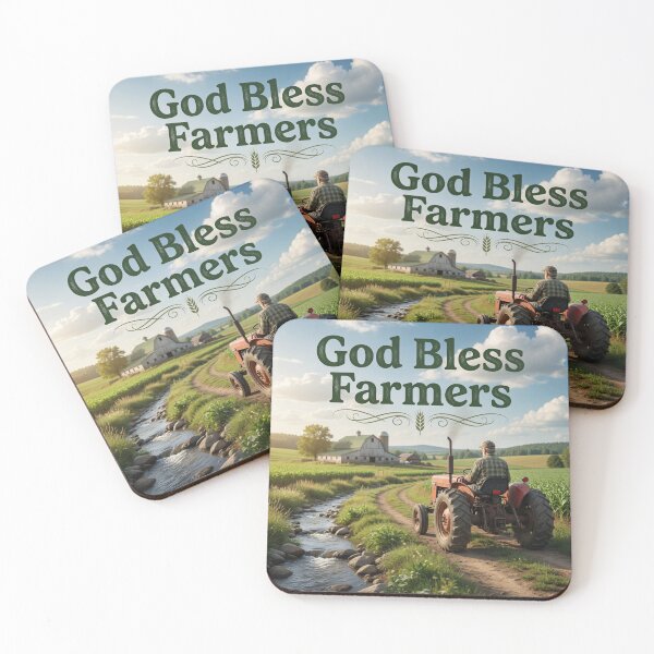 Item preview, God Bless Farmers Red Tractor by Stream designed and sold by Pioneer Spirit Market.