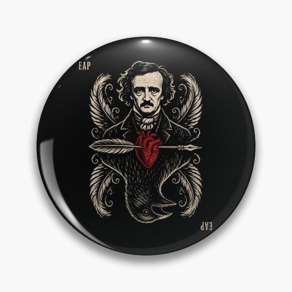 Item preview, Edgar Allan Poe Playing Card Quill Heart Woodcut Art designed and sold by Fenay Designs.