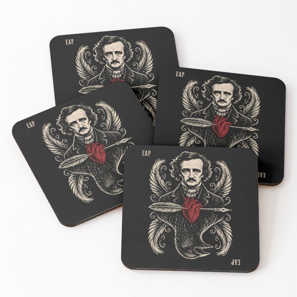 Item preview, Edgar Allan Poe Playing Card Quill Heart Woodcut Art designed and sold by Fenay Designs.