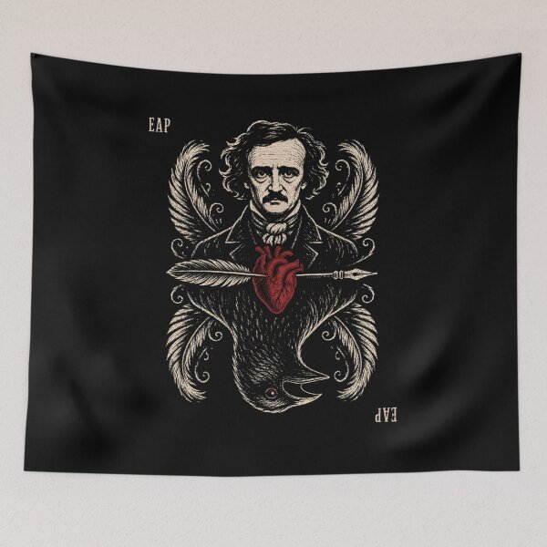 Item preview, Edgar Allan Poe Playing Card Quill Heart Woodcut Art designed and sold by Fenay Designs.