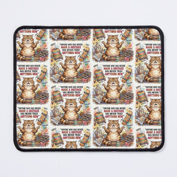 Item preview, Funny Einstein Inspired Cat Quote Fun Design – Anyone Who Has Never Made a Mistake Has Never Tried Anything New – Fluffy Tabby Cat Poster Art designed and sold by Donsean22.
