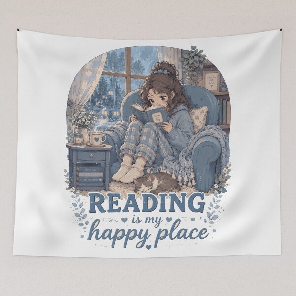 Item preview, Reading Is My Happy Place – Cozy Rainy Day Edition designed and sold by PaulKlor.