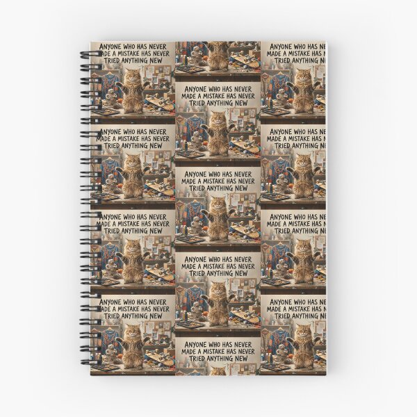 Item preview, Funny Einstein Inspired Cat Quote Photo Design – Anyone Who Has Never Made a Mistake Has Never Tried Anything New – Fluffy Tabby Cat Poster Art designed and sold by Donsean22.