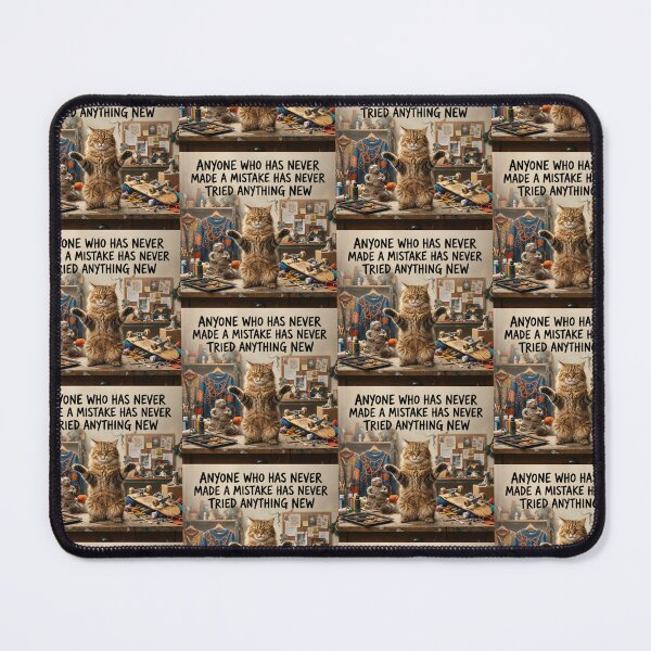 Item preview, Funny Einstein Inspired Cat Quote Photo Design – Anyone Who Has Never Made a Mistake Has Never Tried Anything New – Fluffy Tabby Cat Poster Art designed and sold by Donsean22.