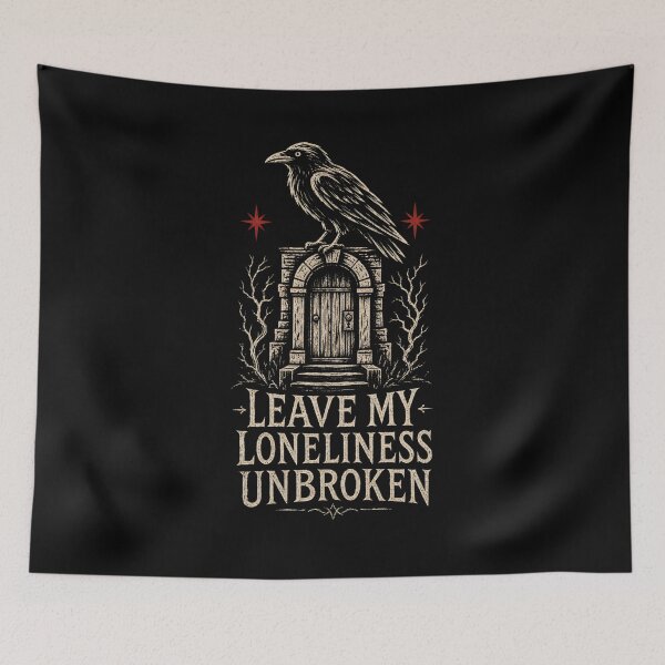 Item preview, Leave My Loneliness Unbroken Gothic Raven Crypt Art designed and sold by Fenay Designs.