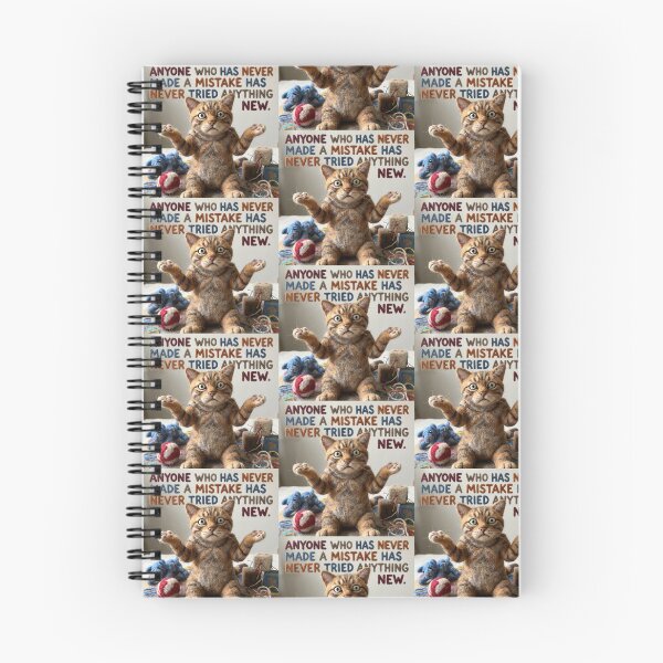 Item preview, Funny Einstein Inspired Cat Quote Wool Design – Anyone Who Has Never Made a Mistake Has Never Tried Anything New – Fluffy Tabby Cat Poster Art designed and sold by Donsean22.