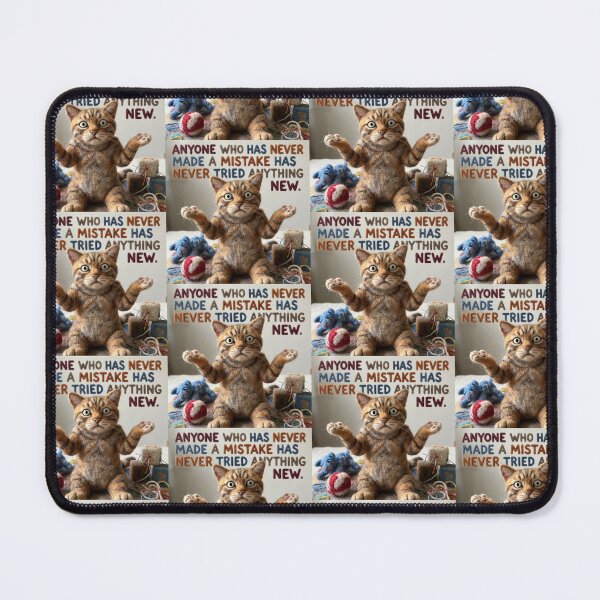 Item preview, Funny Einstein Inspired Cat Quote Wool Design – Anyone Who Has Never Made a Mistake Has Never Tried Anything New – Fluffy Tabby Cat Poster Art designed and sold by Donsean22.