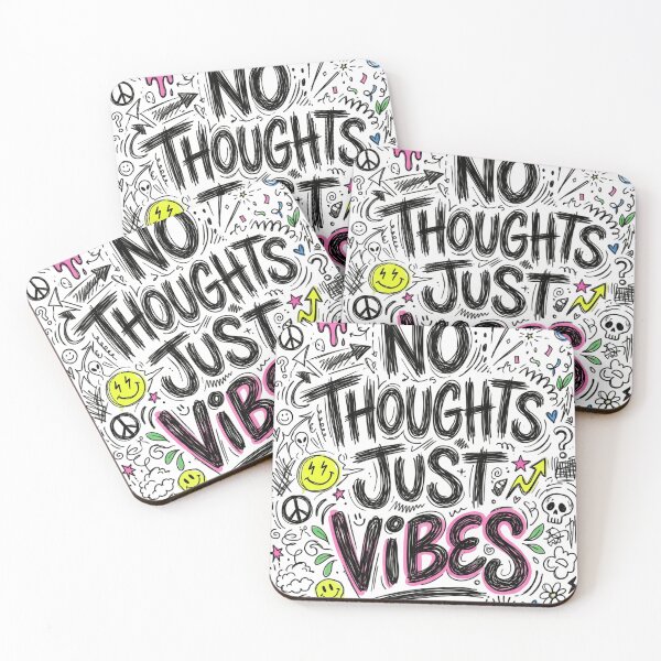 Item preview, No Thoughts Just Vibes – Chaotic Doodle Typography designed and sold by krishna-artdesigns.