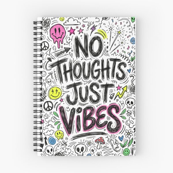 Item preview, No Thoughts Just Vibes – Chaotic Doodle Typography designed and sold by krishna-artdesigns.