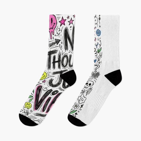 Item preview, No Thoughts Just Vibes – Chaotic Doodle Typography designed and sold by krishna-artdesigns.