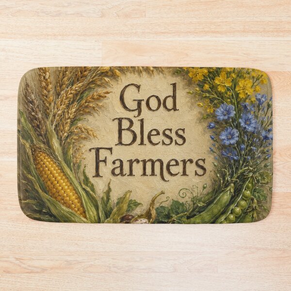 Item preview, God Bless Farmers Harvest Wreath Oil Painting designed and sold by Pioneer Spirit Market.
