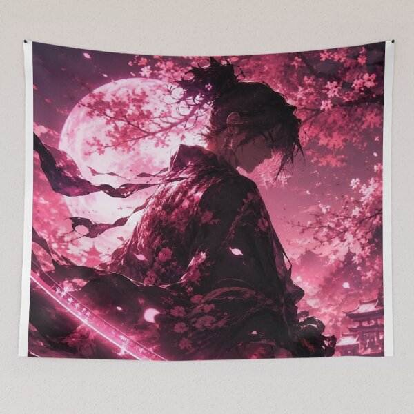 Item preview, Moonlit Sakura Samurai | Pink Cherry Blossom Warrior Fantasy Art designed and sold by Dyan4.