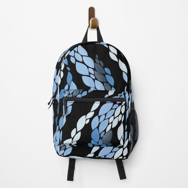 Item preview, Blue Abstract Waves Leaves Seamless Pattern designed and sold by LafinaArt.