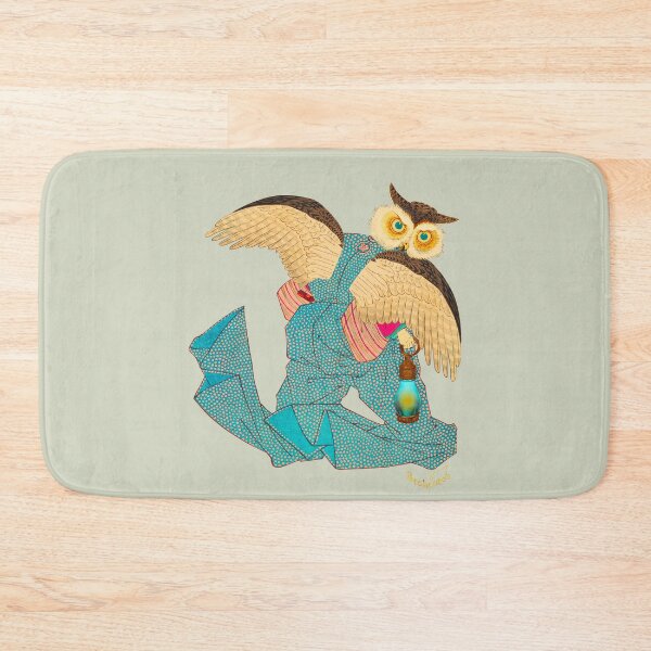 Item preview, Owl in Kimono with Lantern - Vintage Japanese Collage Art designed and sold by petchcotch.