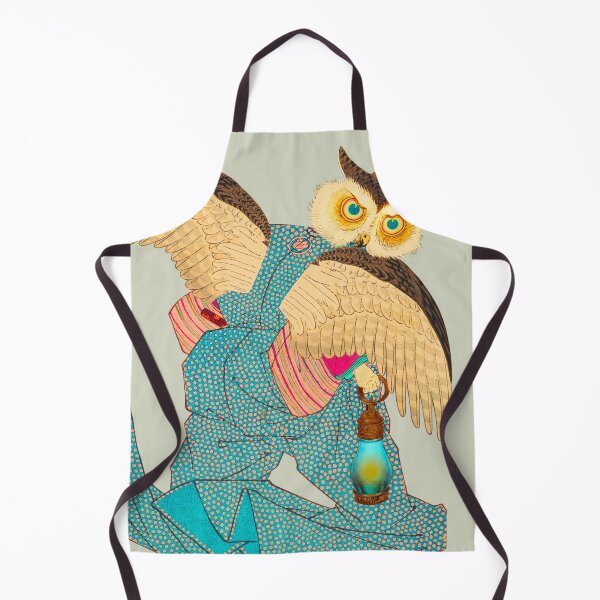 Item preview, Owl in Kimono with Lantern - Vintage Japanese Collage Art designed and sold by petchcotch.