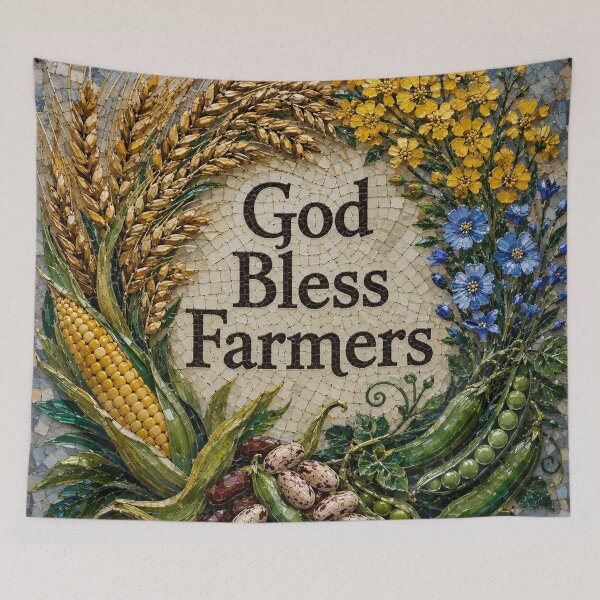 Item preview, Mosaic God Bless Farmers Harvest Wreath designed and sold by Pioneer Spirit Market.