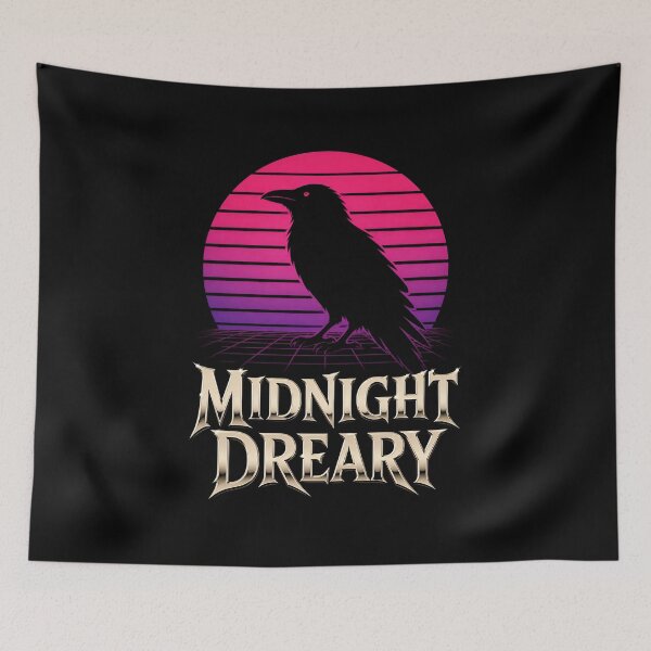 Item preview, Medianoche triste retro Synthwave Raven arte gótico designed and sold by Fenay Designs.