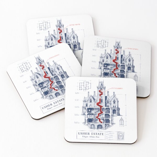 Item preview, The Fall of the House of Usher Gothic Blueprint Art designed and sold by Fenay Designs.