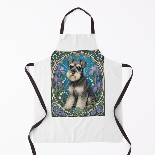 Item preview, Art Nouveau Schnauzer Dog Floral Portrait designed and sold by AntiqueImages.