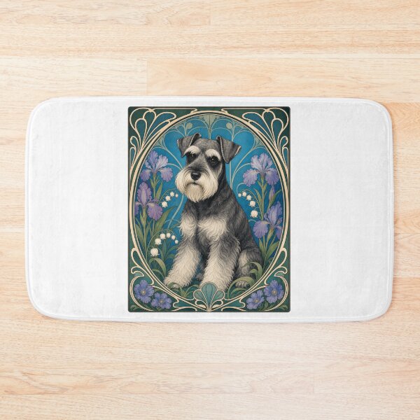Item preview, Art Nouveau Schnauzer Dog Floral Portrait designed and sold by AntiqueImages.