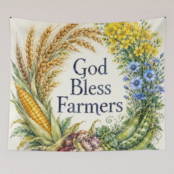 Item preview, Watercolor God Bless Farmers Harvest Wreath designed and sold by Pioneer Spirit Market.