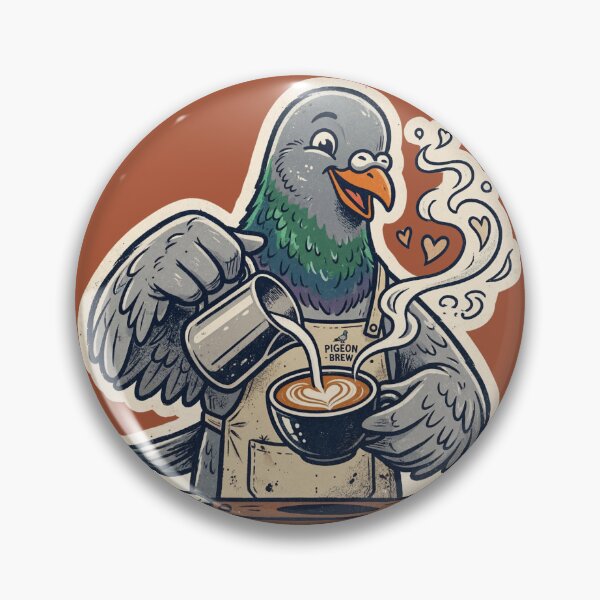 Item preview, Funny Barista Pigeon Pouring Heart Latte Art designed and sold by azule1.