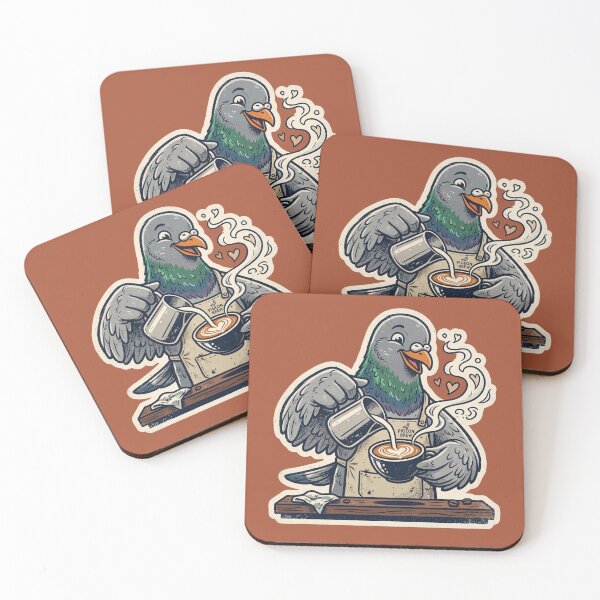 Item preview, Funny Barista Pigeon Pouring Heart Latte Art designed and sold by azule1.