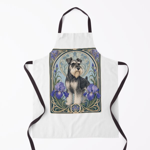 Item preview, Art Nouveau Schnauzer Dog Iris Flower Portrait designed and sold by AntiqueImages.