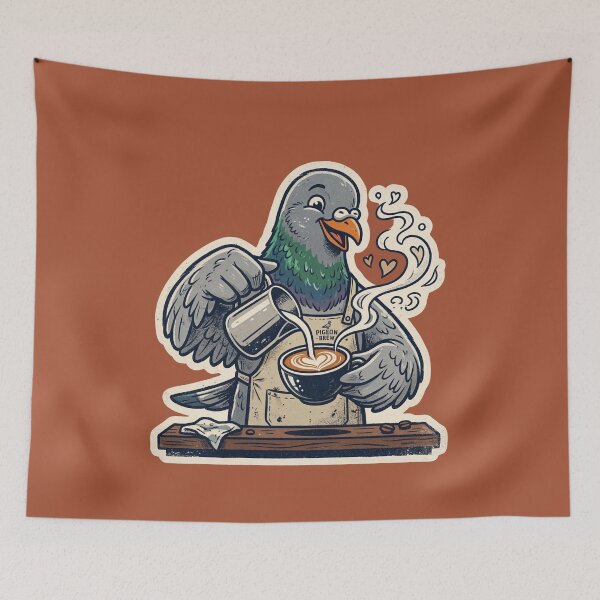 Item preview, Funny Barista Pigeon Pouring Heart Latte Art designed and sold by azule1.