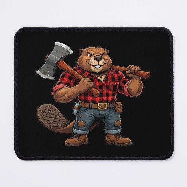 Item preview, Lumberjack Beaver Woodsman Cartoon Illustration designed and sold by DailySparks.
