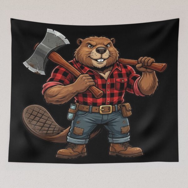 Item preview, Lumberjack Beaver Woodsman Cartoon Illustration designed and sold by DailySparks.