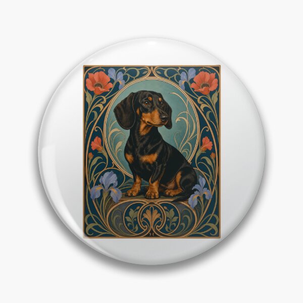 Item preview, Art Nouveau Dachshund Dog Lover Floral Design designed and sold by AntiqueImages.