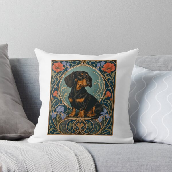 Item preview, Art Nouveau Dachshund Dog Lover Floral Design designed and sold by AntiqueImages.