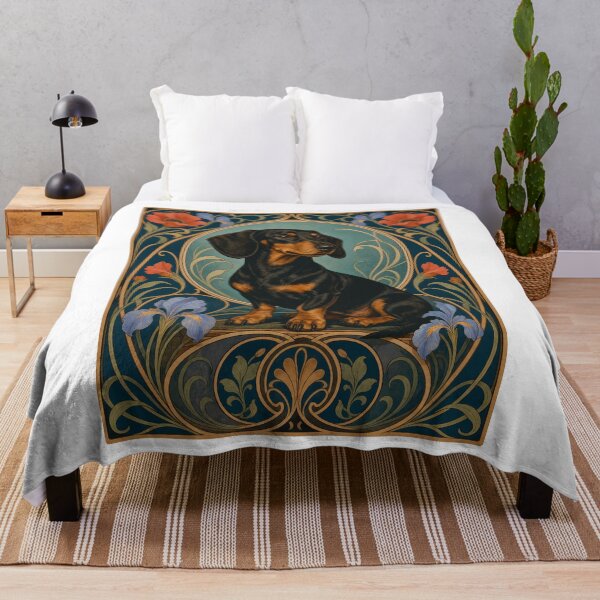 Item preview, Art Nouveau Dachshund Dog Lover Floral Design designed and sold by AntiqueImages.