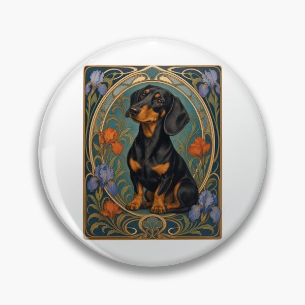Item preview, Art Nouveau Dachshund Dog Vintage Floral Design designed and sold by AntiqueImages.