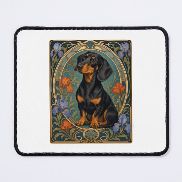 Item preview, Art Nouveau Dachshund Dog Vintage Floral Design designed and sold by AntiqueImages.